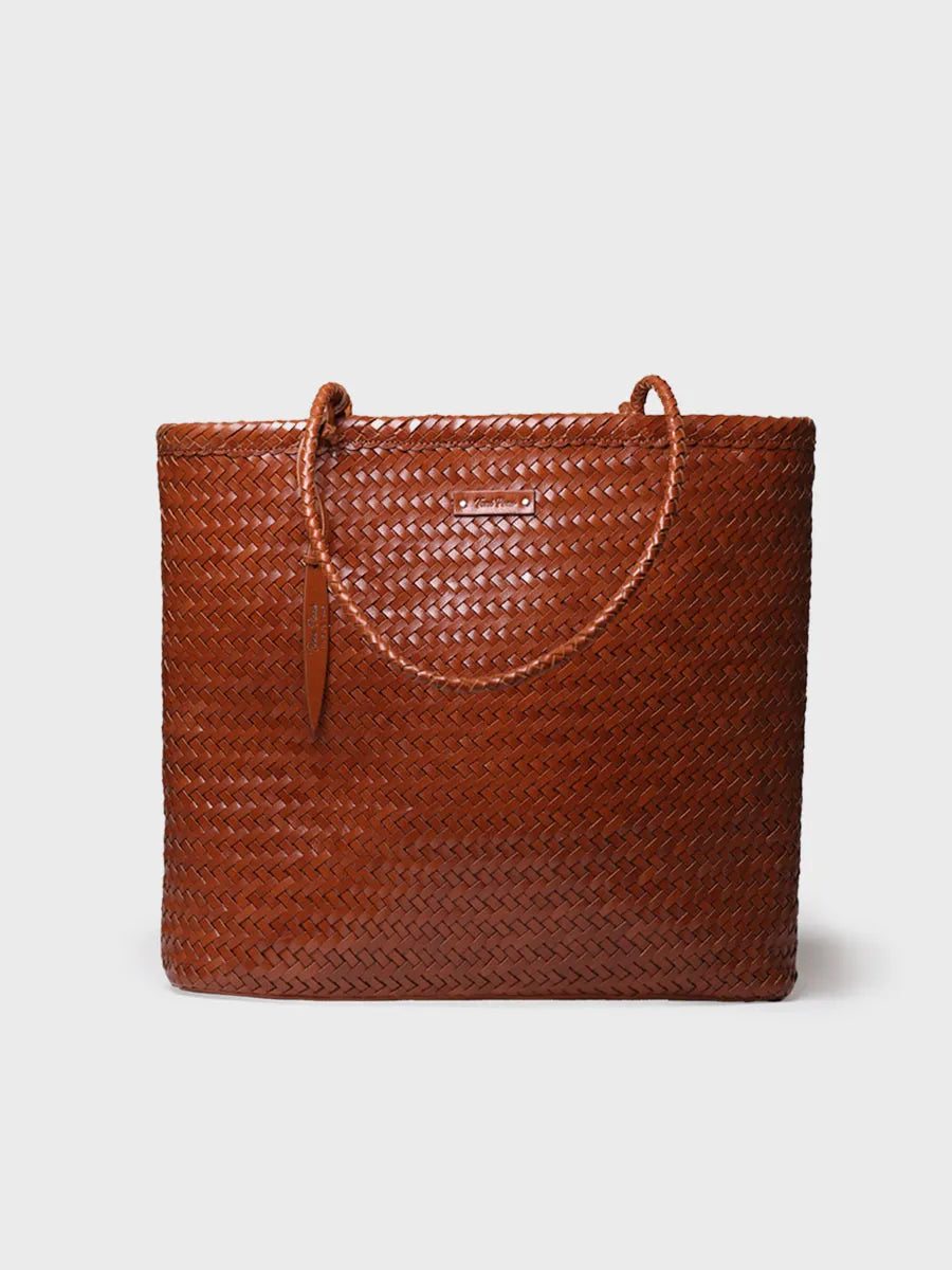 [スペインハンドメイド]トニーフォンズナチュラルレザーウィービングショップバッグトートバッグ
