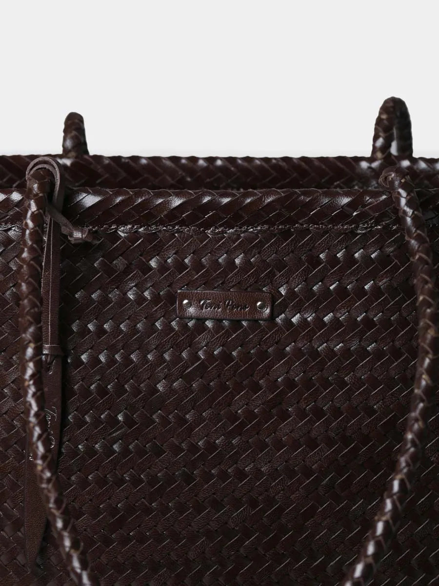[スペインハンドメイド]トニーポンズナチュラルレザーウィービングショップバッグトートバッグ4