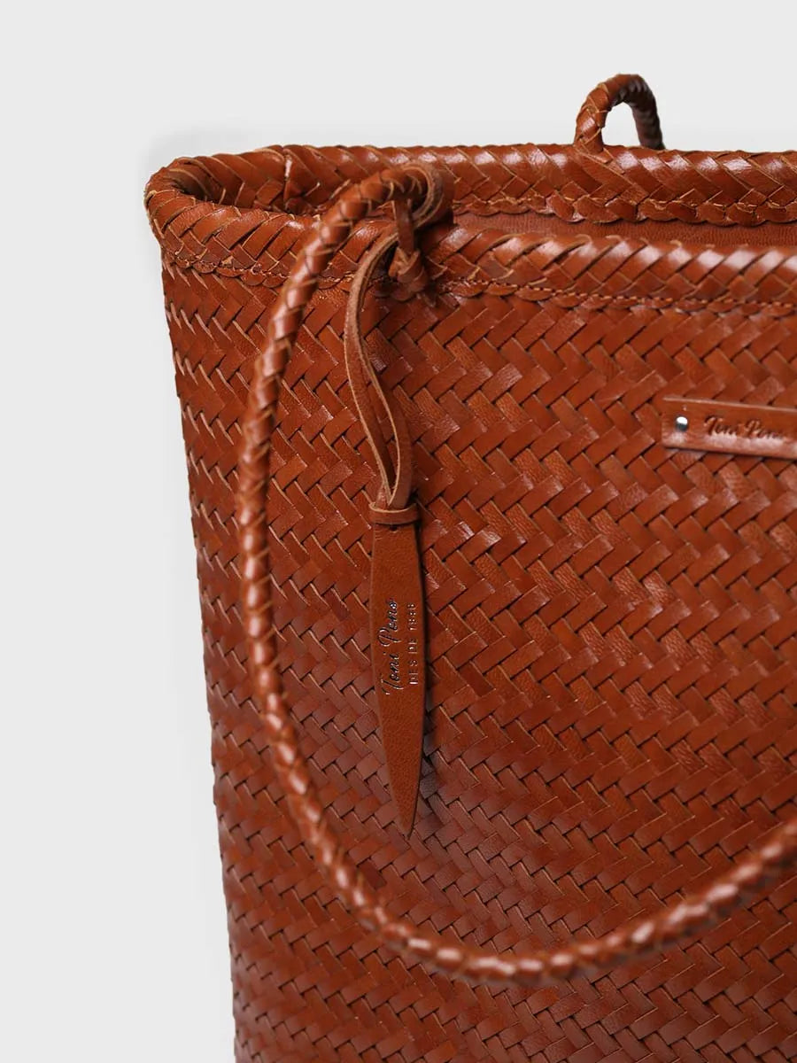 [スペインハンドメイド]トニーポンズナチュラルレザーウィービングショップバッグトートバッグ5